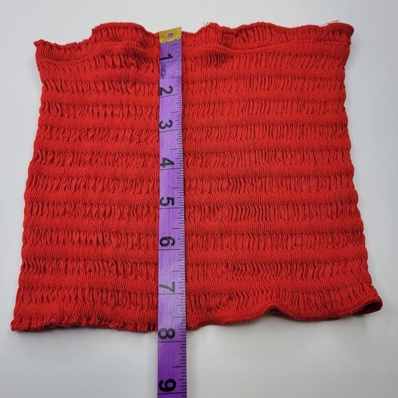 RED Sexy Crop Top Strapless Tube Top Smocked Stretchy Summer Bandeau - NEW - Picture 9 of 11